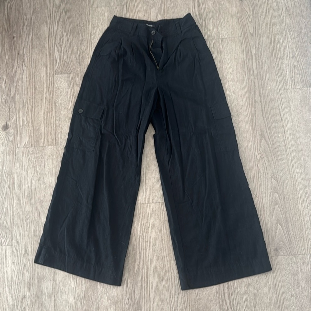 Madewell Cargo Linen Black Pants Size 2